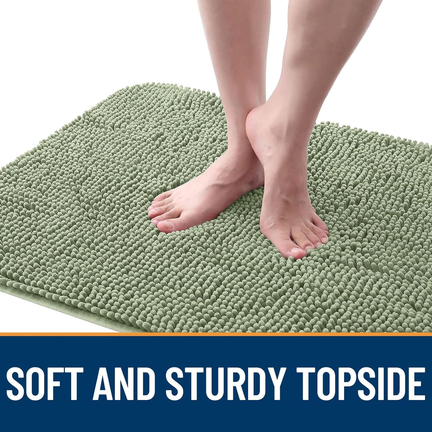 OLANLY Dog Door Mat - Absorbent Non-Slip Chenille Mat for Muddy Paws | 59x24 Inches, Sage Green