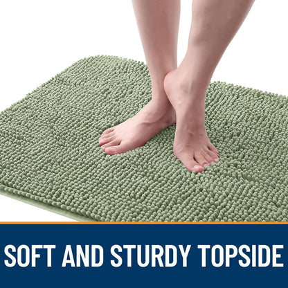 OLANLY Dog Door Mat - Absorbent Non-Slip Chenille Mat for Muddy Paws | 59x24 Inches, Sage Green