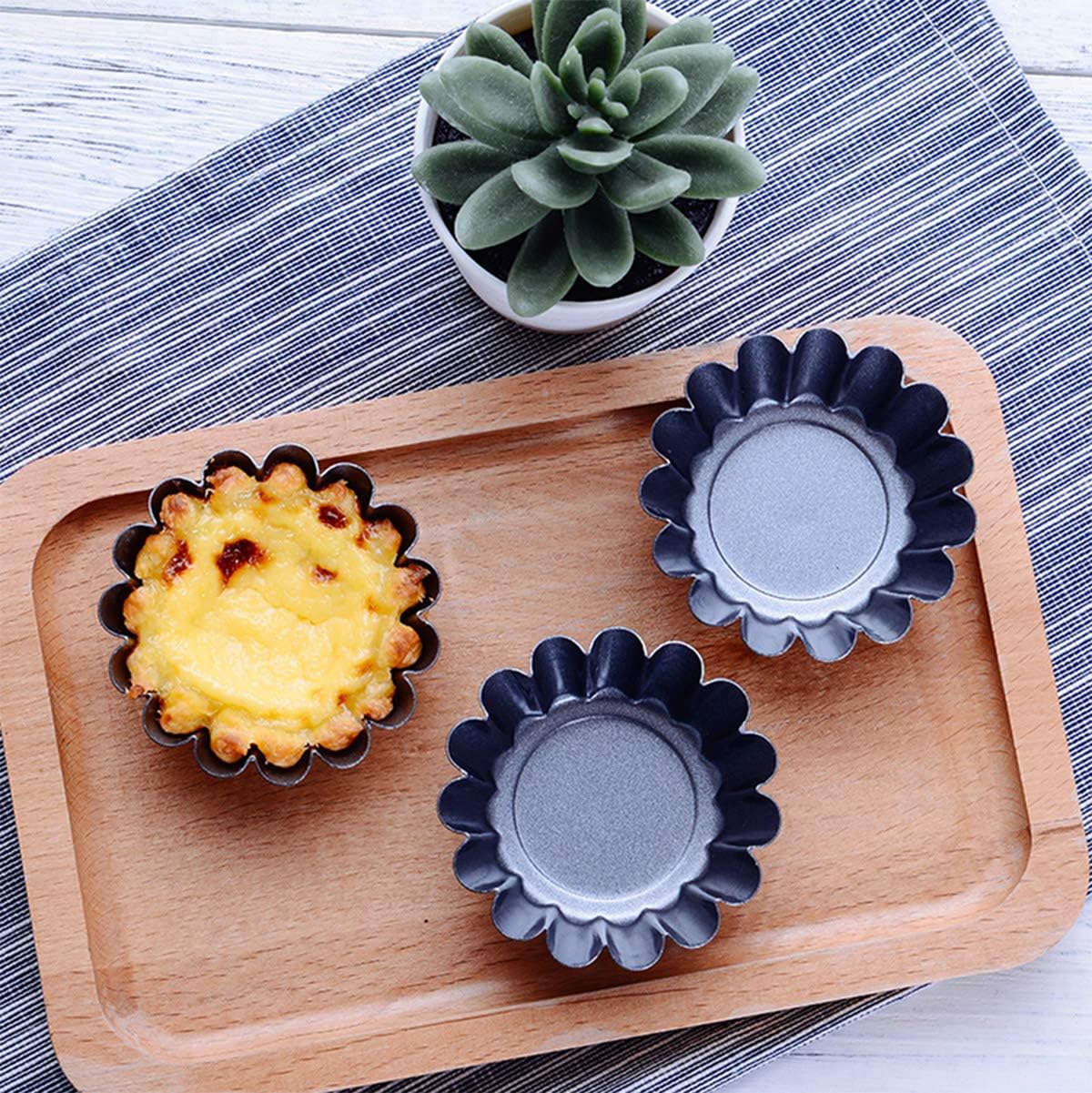 Cozynest 12PCS Mini Egg Tart Molds, Steel Baking Cups for Muffin Cake, 2.5 Inch Gray Pie Pans