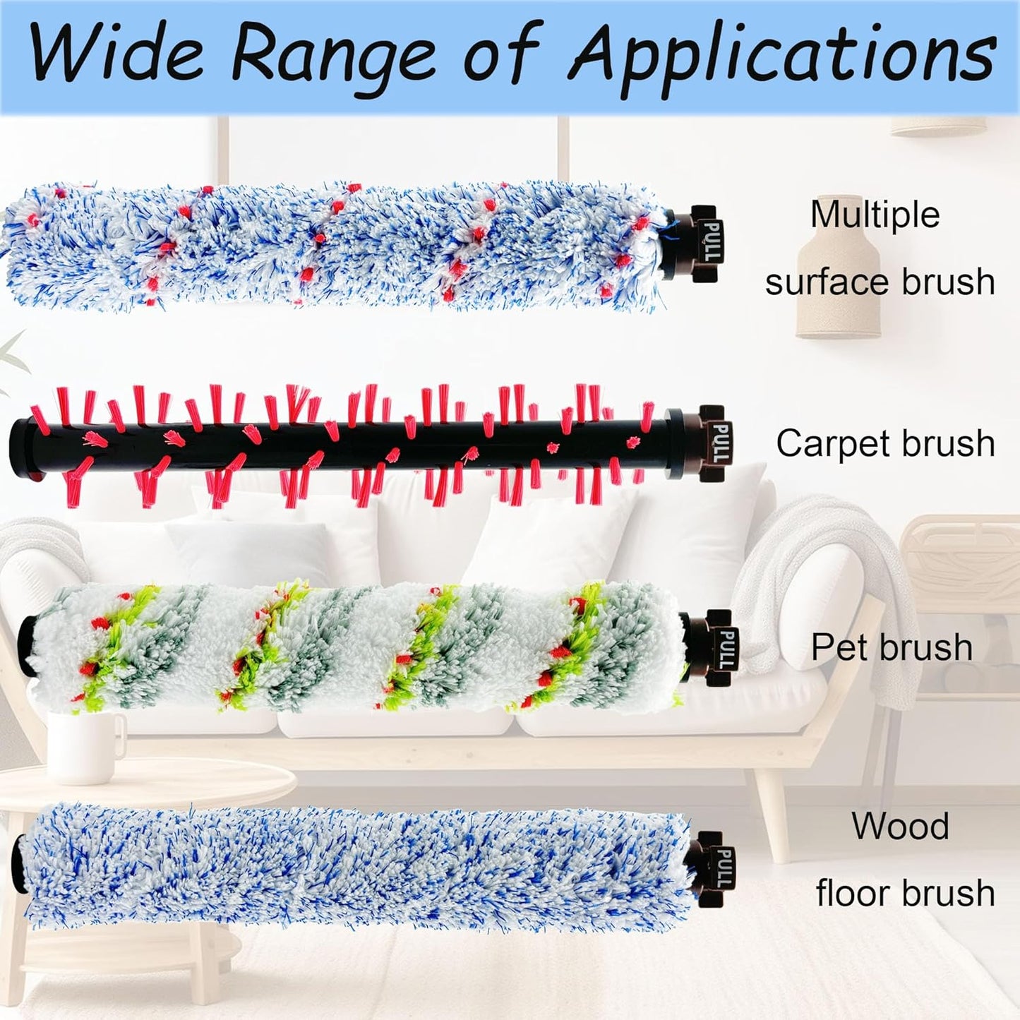 Replacement Parts for Bissell CrossWave 2024 Model 3888A, 4 Brush Rolls, 2 Filters, 1 Cleaning Brush