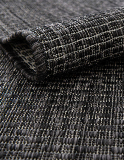 Unique Loom Collection Casual Transitional Solid Heathered Indoor/Outdoor Flatweave Area Rug (13' Round, Black/Ivory)