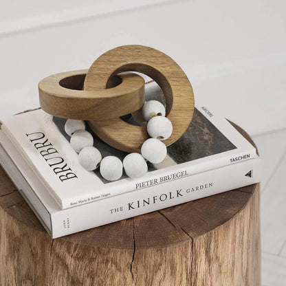 2pcs Oakrain Wood Chain Link Decor, Minimalist Home Dcor Accents, Natural Boho Farmhouse Rustic Handmade Wood Knot