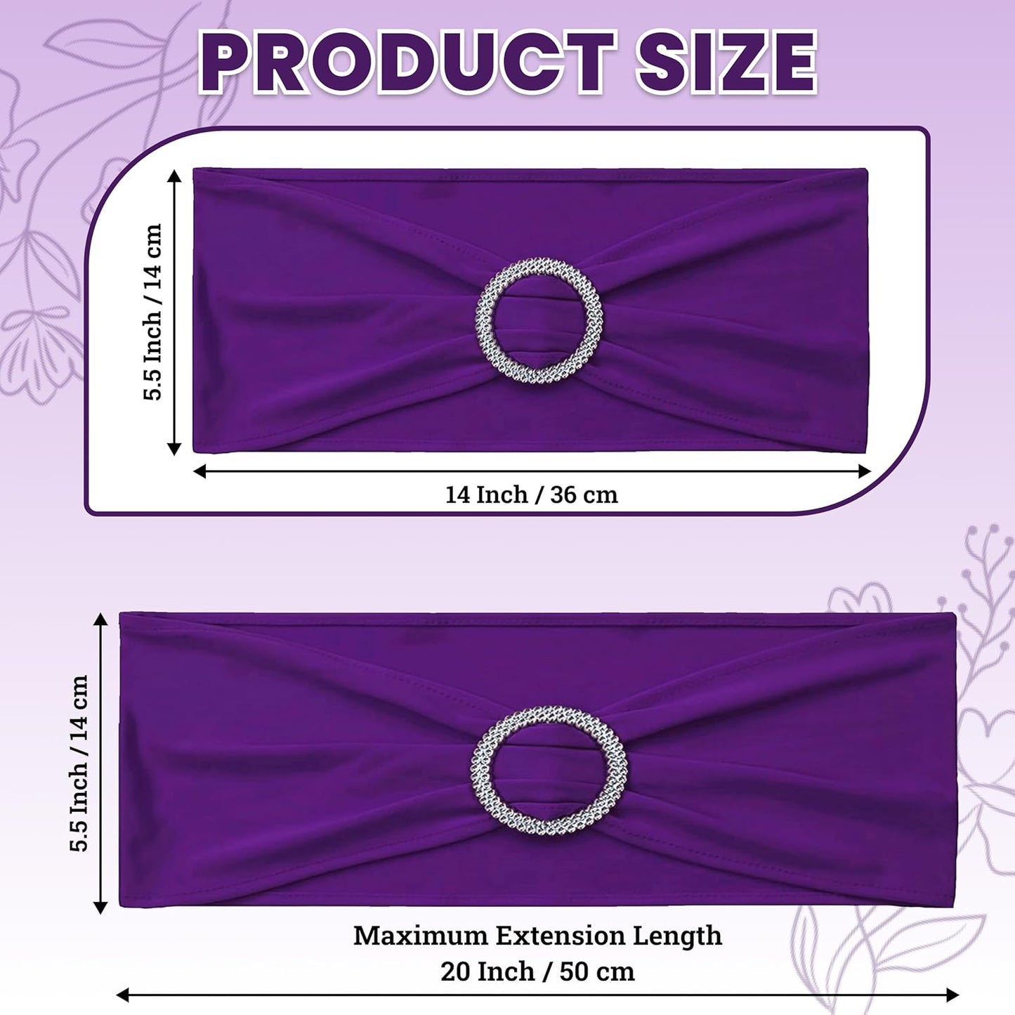 MDS Premium Stretch Chair Sashes - Pack of 10 Spandex Bow Covers for Weddings & Events | Purple