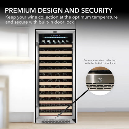 Whynter BWR-1002SD 100 Built-in or Freestanding Stainless Steel Compressor Large Capacity Wine Refrigerator Rack for Open Bottles and LED Display, Black