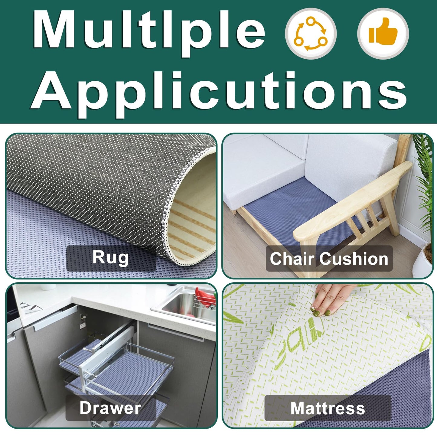 73x40 Inches Double-Sided Anti-Slip Carpet, Premium Vinyl Anti-Skid Fabric, Rug Backing & Rug Making Supplies, Non-Slip Rug Grips for Area Rugs to Keep Them in Place (Grey)