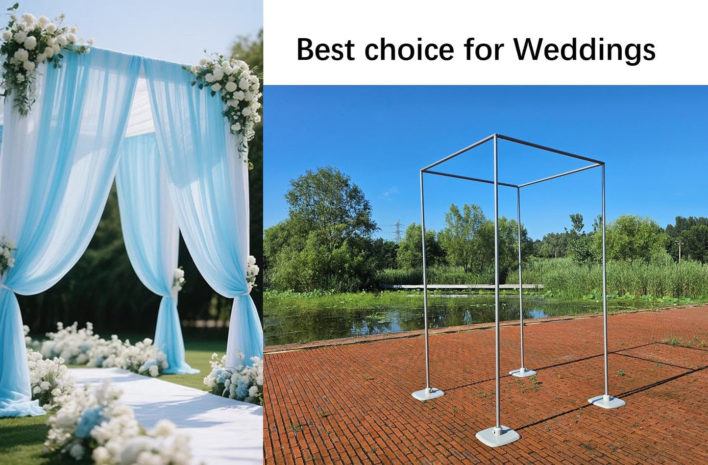 15x15Ft Square Backdrop Stand Kit Heavy Duty, 5-8' H x 5-19' W Square Adjustable Pipe and Drape Aluminum Frame, Backdrop Holder for Event, Wedding, Party, Photography, Trade Show, B-Day, Banquet Decor