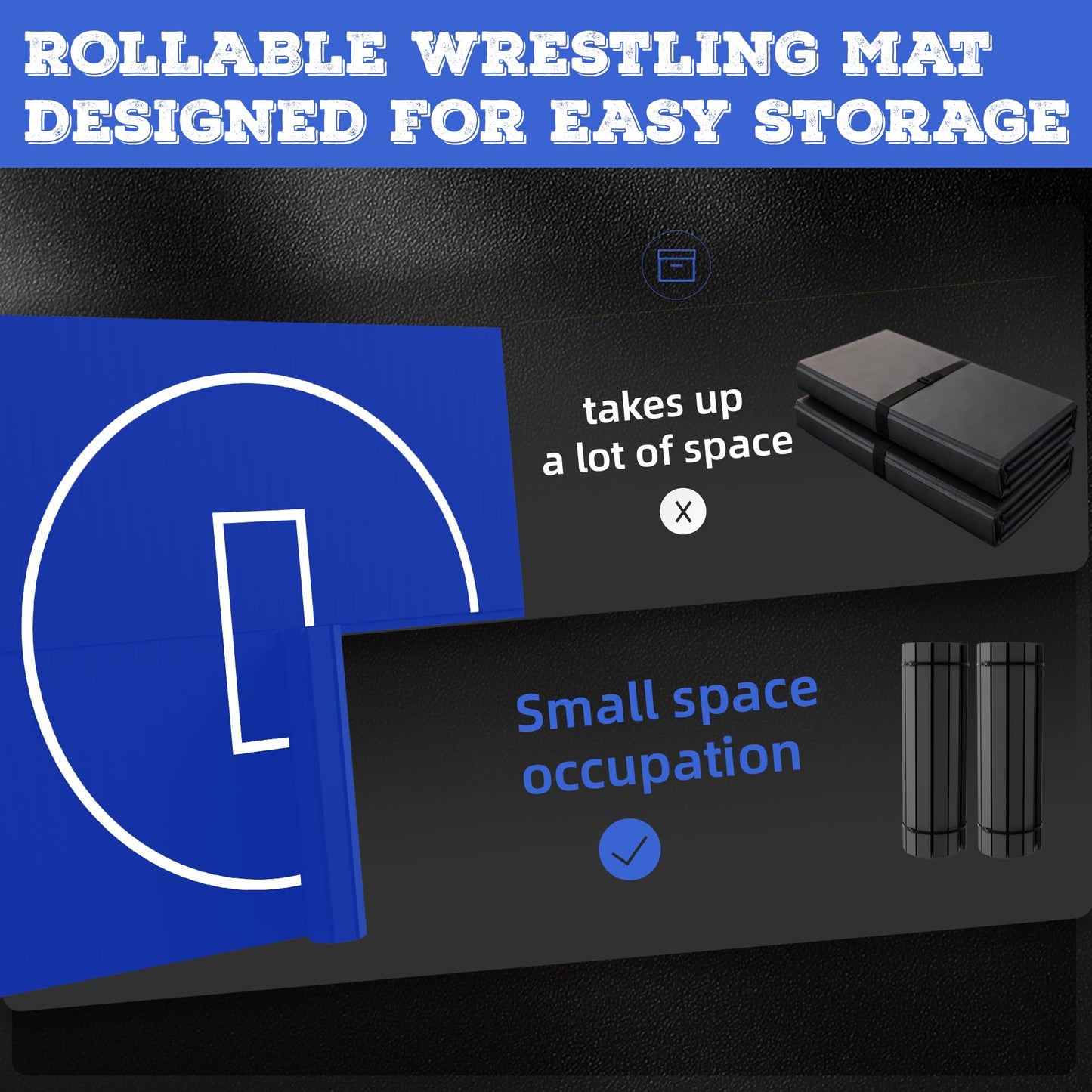 HFPFTS Wrestling Mat for Home, 8’x 8’x 1.25” Wrestling Mat, Safe Wrestling & Play Mat for Kids and Family, Jiu Jitsu, BJJ, MMA, Wrestling Mats, Martial Arts, Tumbling, Easy Clean, Gym Mat, Blue