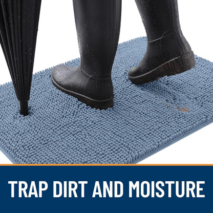OLANLY Dog Door Mat - Absorbent Non-Slip Washable Doormat for Muddy Paws | 24x16 Airy Blue