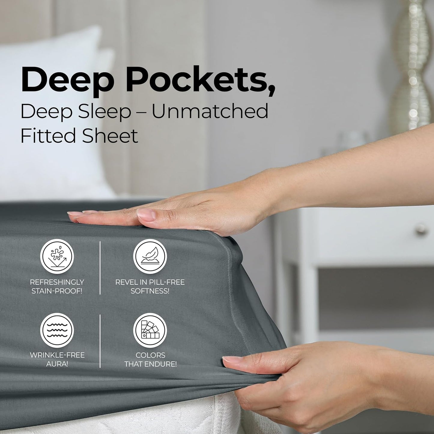 '-1 Utopia Bedding King Fitted Sheet - Bottom Sheet - Deep Pocket - Polyester - Shrinkage and Fade Resistant - Easy Care