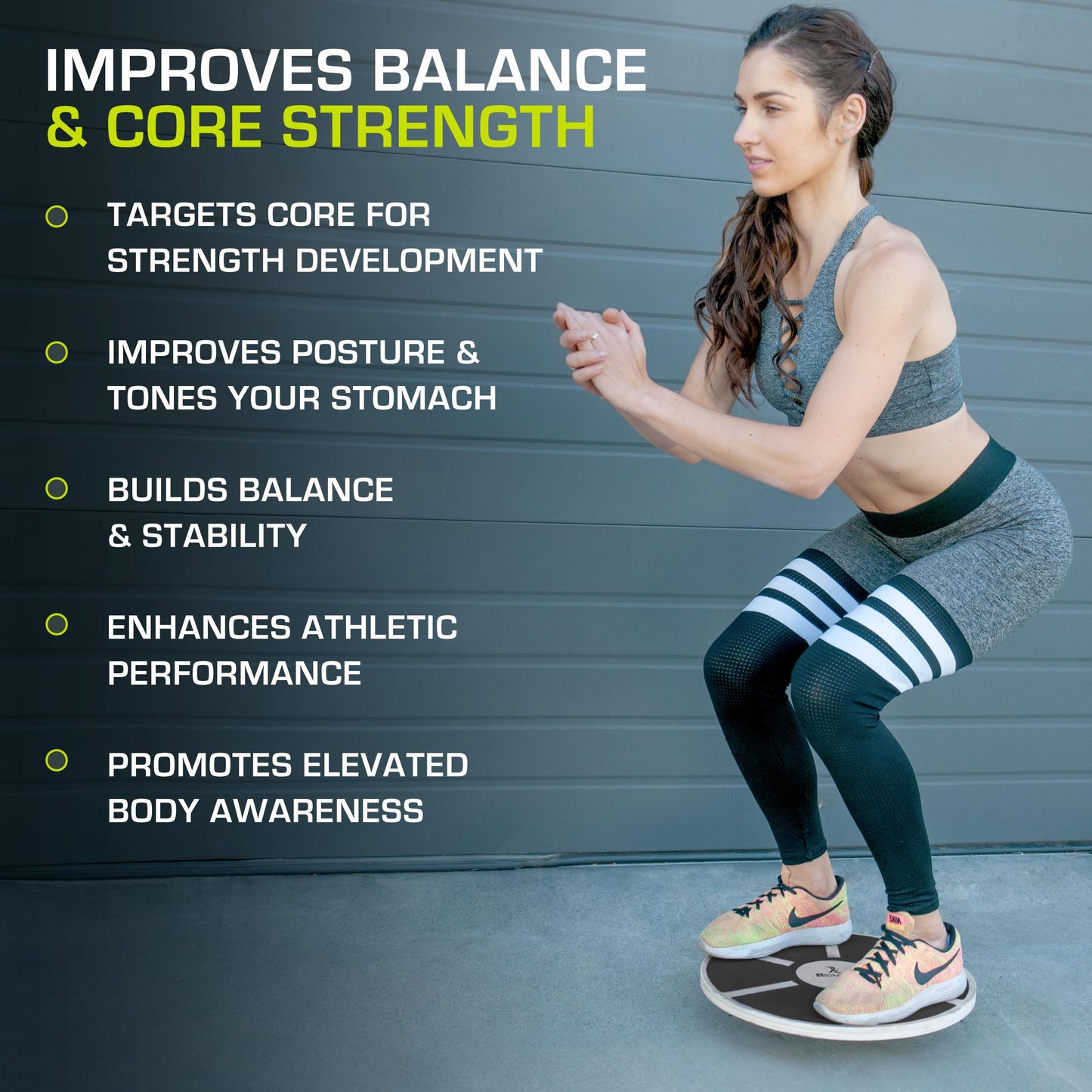 ProsourceFit Wooden Balance Board Non-Slip Wobble Core Trainer 15.75in (39.5cm) Diameter with 360 Rotation for Stability Training, Full Body Exercises, Physical Therapy