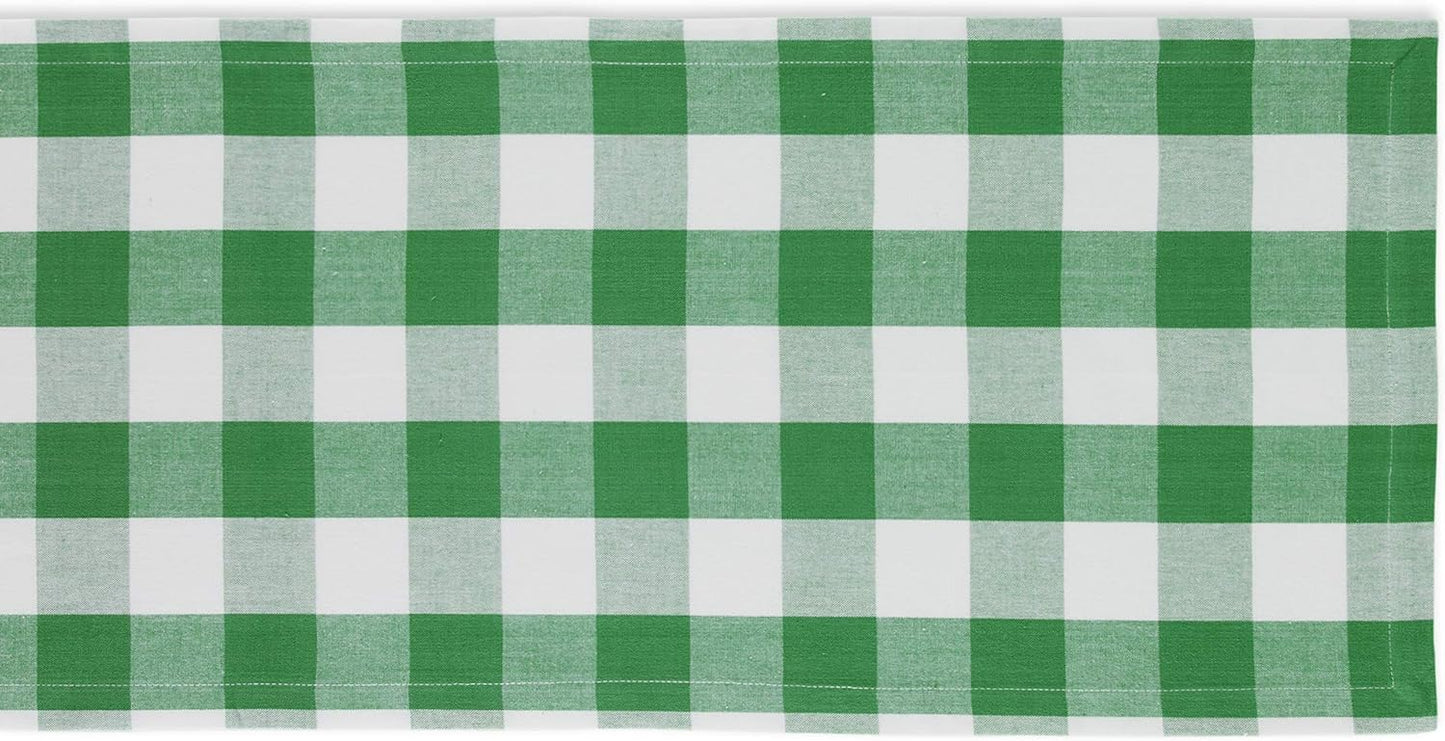 DII Buffalo Check Collection Classic Farmhouse Table Runner, 14x72, Green & White