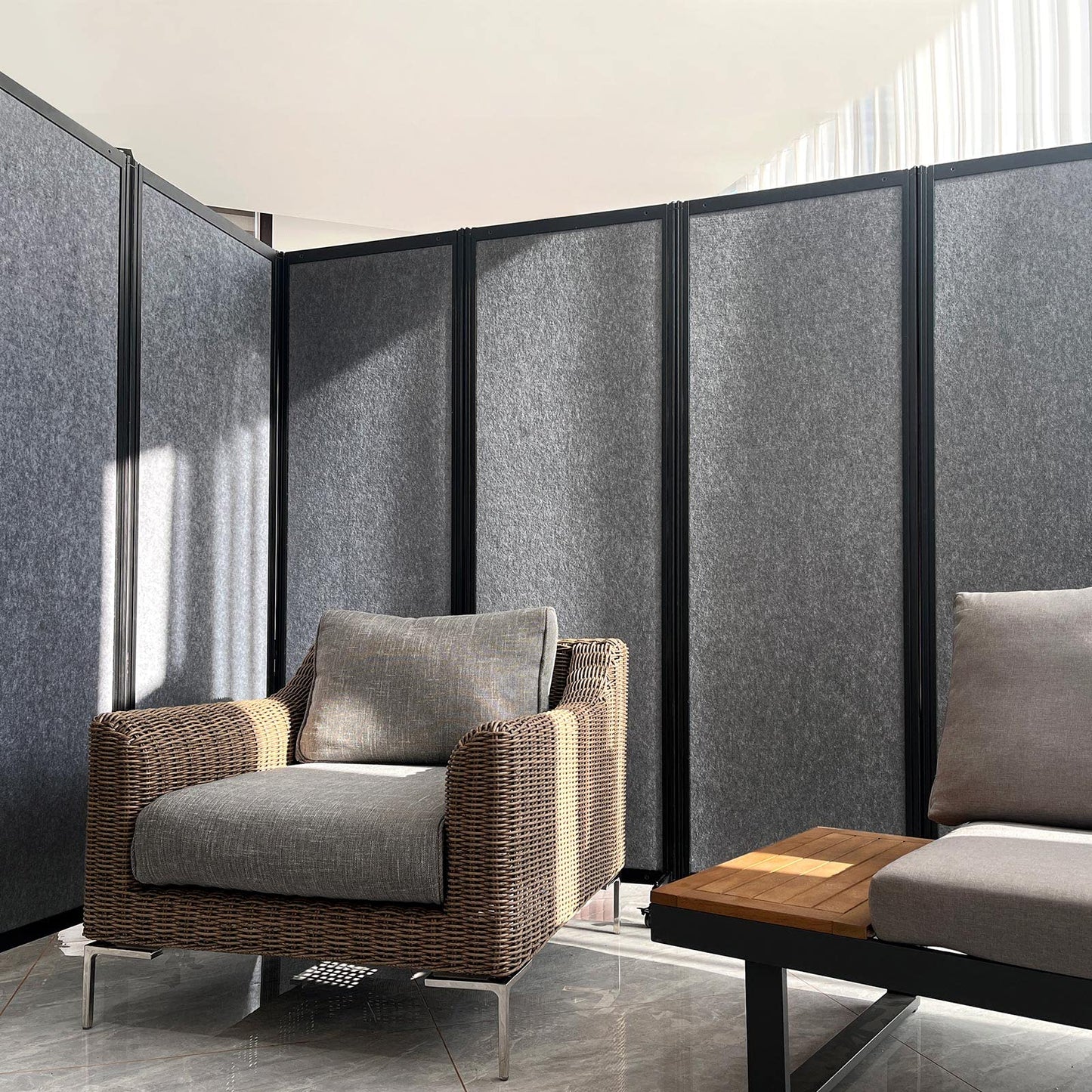 Strongbird Office Divider,Room Partition, Privacy Partition Separator,Portable Commercial Screen Dividers,Classroom School Dividers,10'6"W x 6'7"H,5 Panel,Grey