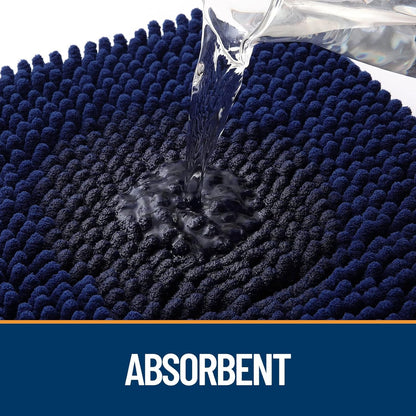 OLANLY Dog Door Mat - Absorbent Non-Slip Washable Chenille Mat for Muddy Paws | 59x35, Navy Blue
