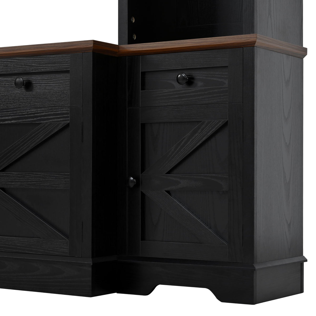 Merax 98.8" W Black Entertainment Center with Bookshelves for Living Room, Wooden Wall Unit TV Stand with Storage for TVs up to 80", Media Console with Drawers, Outlets, Cabinets & Adjustable Shelves