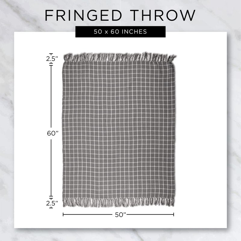 DII Farmhouse Woven Throw, 50x60 with 3" Fringe, Stone