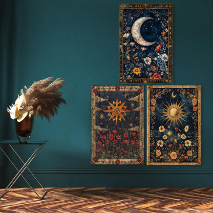 NEGEKFKX 3 Pack Celestial Body Diamond Art Kits for Adults Beginners,Sun Moon Stars Diamond Painting Kits for Adults,5D Full Drill DIY Diamond Dot Gem Art Kit Wall Home Decor Arts Craft 12x16 inch