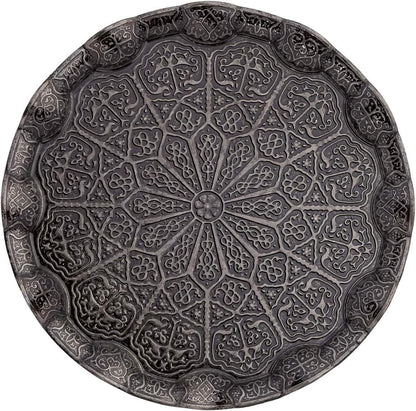 13.60 inches, Alisveristime Turkish Ottoman Coffee Tea Serving Tray Metal with Traditional Motifs, Available in Five