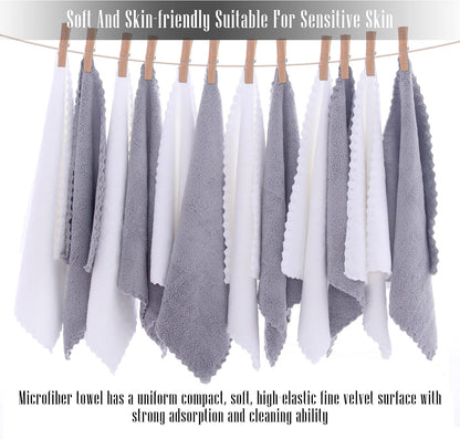 12 Pack Set TENSTARS Premium Washcloths - Quick Drying- Soft Microfiber Coral Velvet Highly Absorbent Wash Clothes