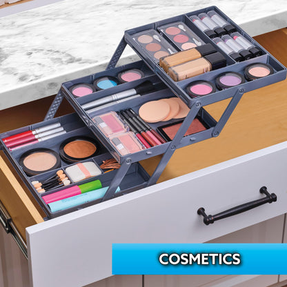 Ontel Smart Drawer Organizer - Multi-level Jewelry Holder, Cosmetics Organizer, or Office Drawer Organizer with Adjustable Dividers for Organization and Storage, Fits Drawers 9.5"W x 7.5"L x 2.75"D