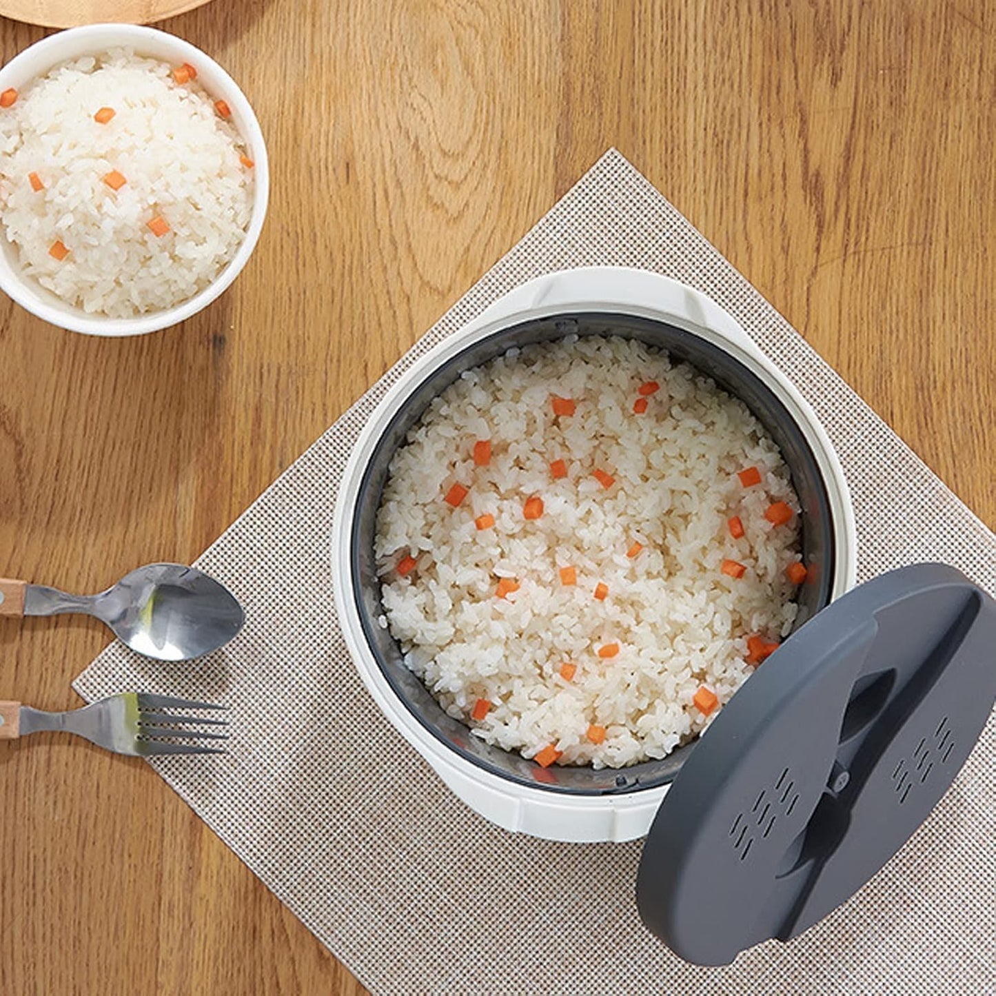 Microwave Rice Cooker Set, 2L Food Grade PP Material, Rice Spoon, Lid, Strainer, Steaming Pot for Home Meal Prep