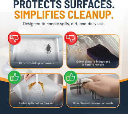 Linda's Essentials Non-Adhesive Shelf Liner - Non-Slip, Easy Clean Kitchen Cabinet Protector | 12 x 120 Inches