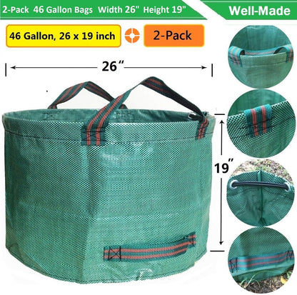 2-Pack 46 (D26,H19 4 Standard Gallon Lawn Garden Bags in) Yard Waste Bags W/Gardening Gloves for Leaf Bag,Yard