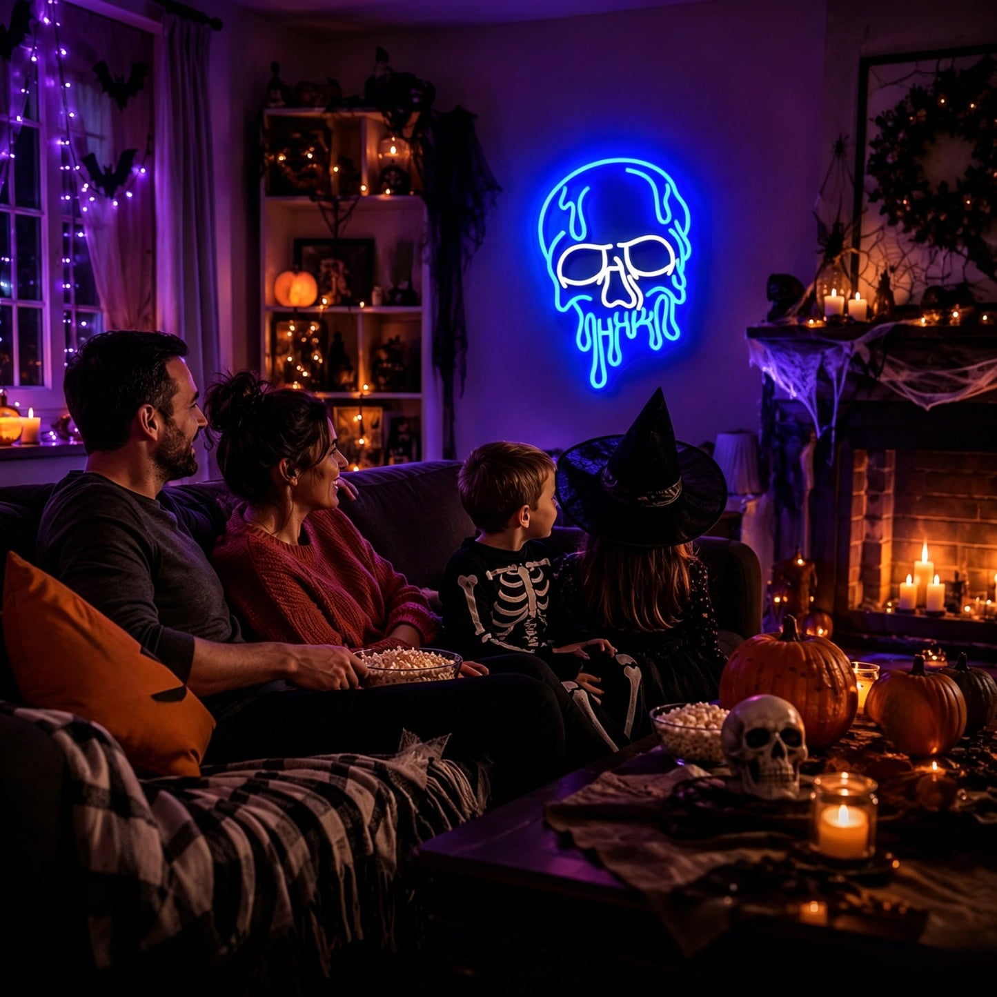 Ebdobgbs Skull Neon Sign for Wall Decor Skeleton Dimmable Led Neon Lights Halloween Light Up Signs for Game Room Gift Decoration USB Powered