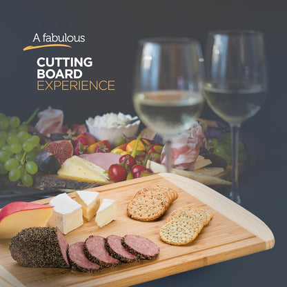 Extra-Large 18 Inch Cutting Board - Bamboo Wood with Deep Juice Groove - Charcuterie & Chopping Butcher Block for Meat