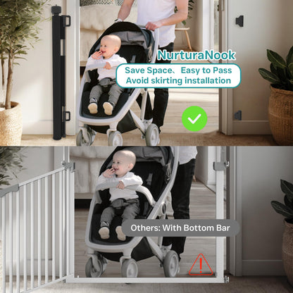 NurturaNook 236 Inch Extra Wide Retractable Baby Gate,Mesh Baby Gate or Mesh Dog Gate,34" Tall,Child Safety Gate for Doorways, Stairs, Hallways, Indoor or Outdoor