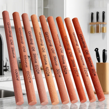 CBRIGHT 10pcs Sharpening Stone Set-10 Grit Cylindrical Assorted Sizes Whetstone Sharpener Polishing Honing Stone Kit 80# 120# 180# 240# 320# 400# 600# 800# 1000# 1200# (5.9x0.39inch)