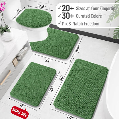 OLANLY Large Bathroom Rugs - Extra Soft Chenille Bath Mats | Quick Dry, Machine Washable, Olive Green 70x46