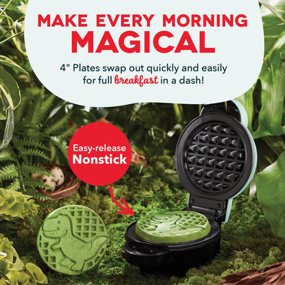 Dash MultiMaker® Mini System - Compact Waffle Maker for Family Breakfasts - Removable Griddle Plates & nonstick surface - 6 Plates - Aqua