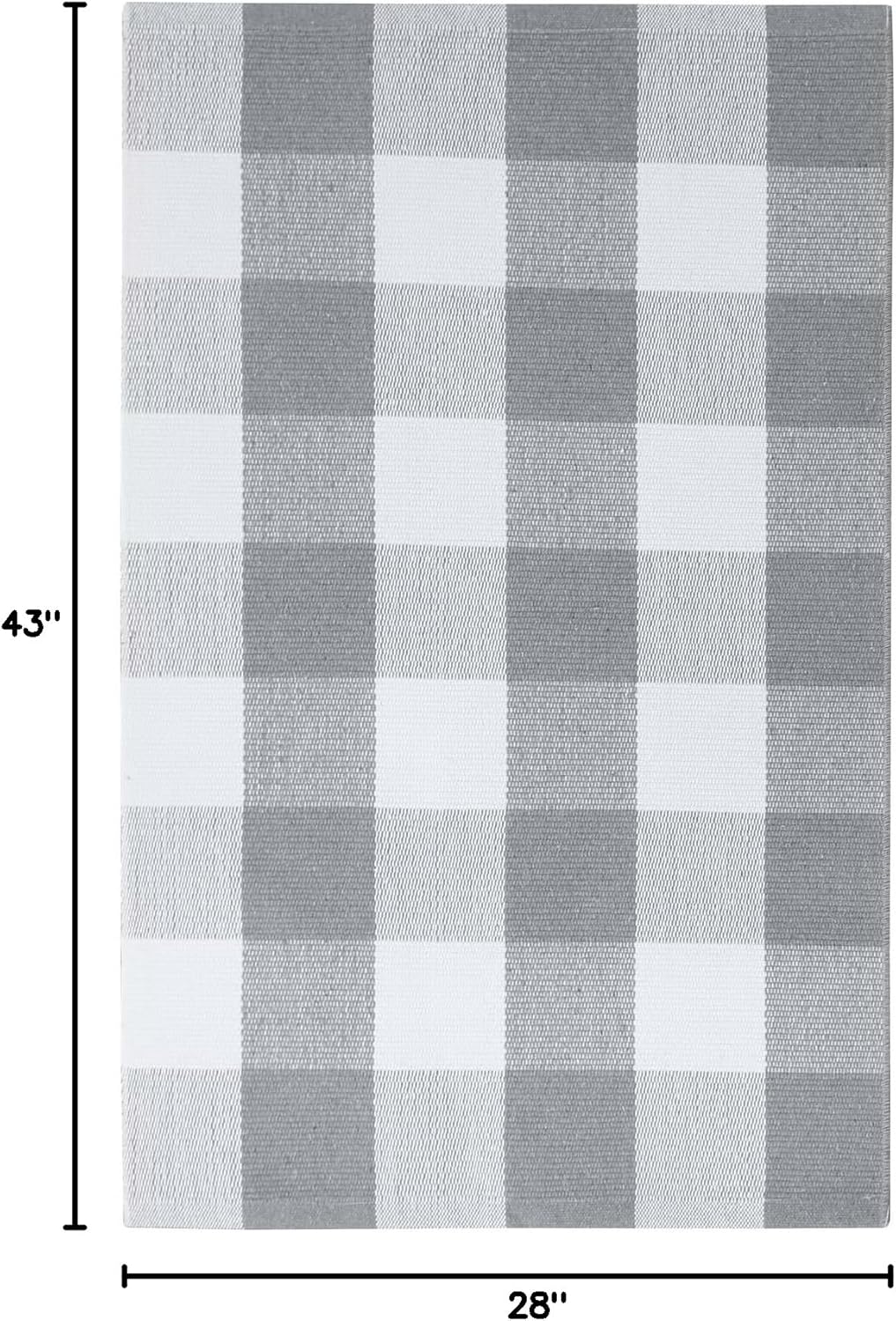 KOZYFLY Buffalo Plaid Rug 27.5x43 Inches, Grey and White Hand Woven Cotton Washable Indoor Rug