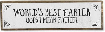 World's Best Farter Oops I Mean Father - Handmade Metal Wood Sign Light, Cute Rustic Wall Decor Art, Farmhouse