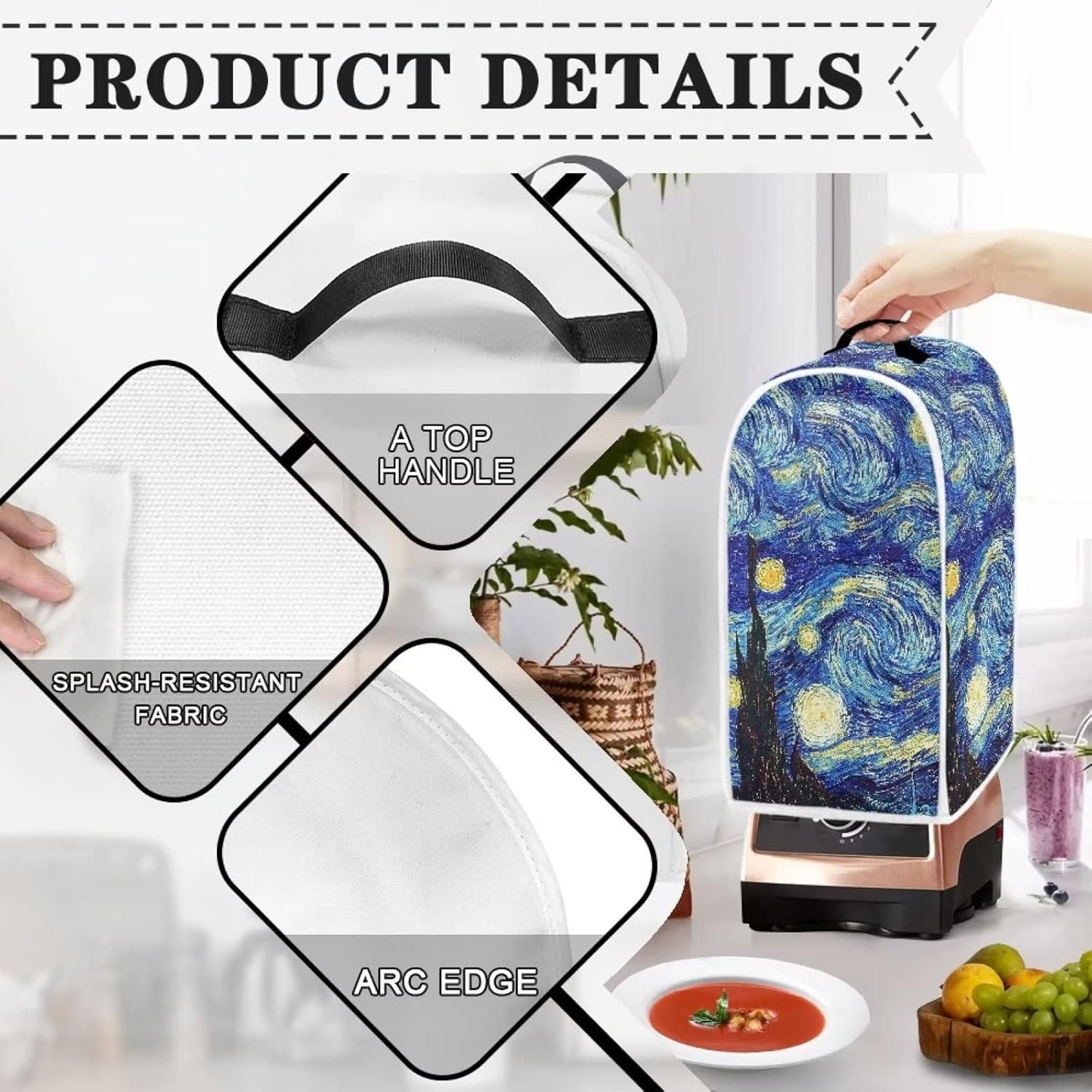 DISNIMO Van Gogh Starry Night Blender Dust Cover, Stand Mixer or Coffee Maker Appliance Cover, Anti-Fingerprint