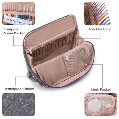 MYBAGZING Empty Crochet Hook Case - Stand Up Organizer with 30 Slots for Hooks & Needles, Accessories - Needles Set for Lovers, Kit for Beginners