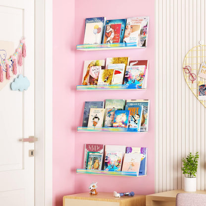 15" 4 Pack upsimples Acrylic Shelves for Wall Decor, Display Shelf for Perfume, Skincare, Nail Polish, Wall Organizer