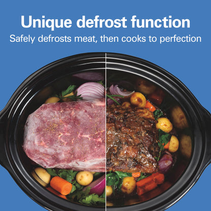 Hamilton Beach 6 Quart Set & Forget Programmable Slow Cooker with Defrost Function, Flexible Programming, Adjustable Countdown Timer, Large Dishwasher Safe Stoneware Crock and Glass Lid, Black (33765)