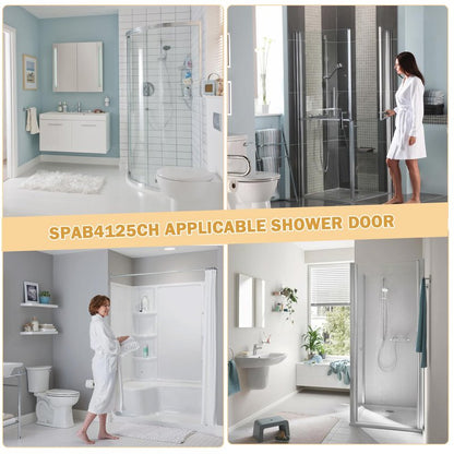 Clear Acrylic Shower Door Towel Bar Brackets with Bright Chrome Sleeve Replacement for Alumax/Basco Framed Sliding Shower Door Towel Rod Sliding Doors Replacement Parts-Towel Bar NOT Included (Silver)