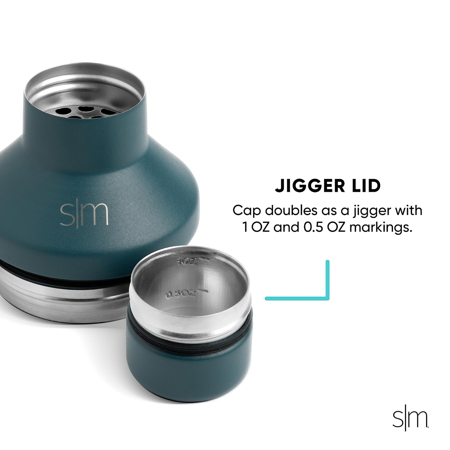 Simple Modern Cocktail Shaker Set with Jigger Lid | Stainless Steel Boston Shaker Insulated Martini Mixer for Mocktails | Gifts for Men Women Him Her | Classic Collection | 20oz | Sea Glass Sage