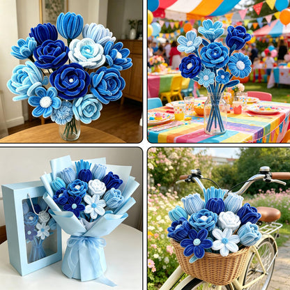 CHRORINE 320 Pcs Pipe Cleaners Bulk Pipe Cleaner Flower Kit Craft Supplies Soft and Flexible Creative Suitable for Art DIY Packaging and Decoration- Blue Tones