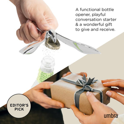 Umbra Tipsy Bottle Opener – Balancing Bird Sculptural Bar Tool and Accessory, Chrome