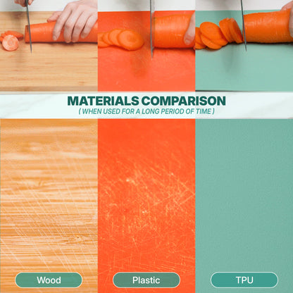 Firgi TPU Small Cutting Board Set of 3 9"x12" - Flexible Cutting Mats for Kitchen Knife Friendly, Cutting Mat Non-Slip Chopping Board Double Sided Scratch Resistant Food Grade Coral Mint Gray