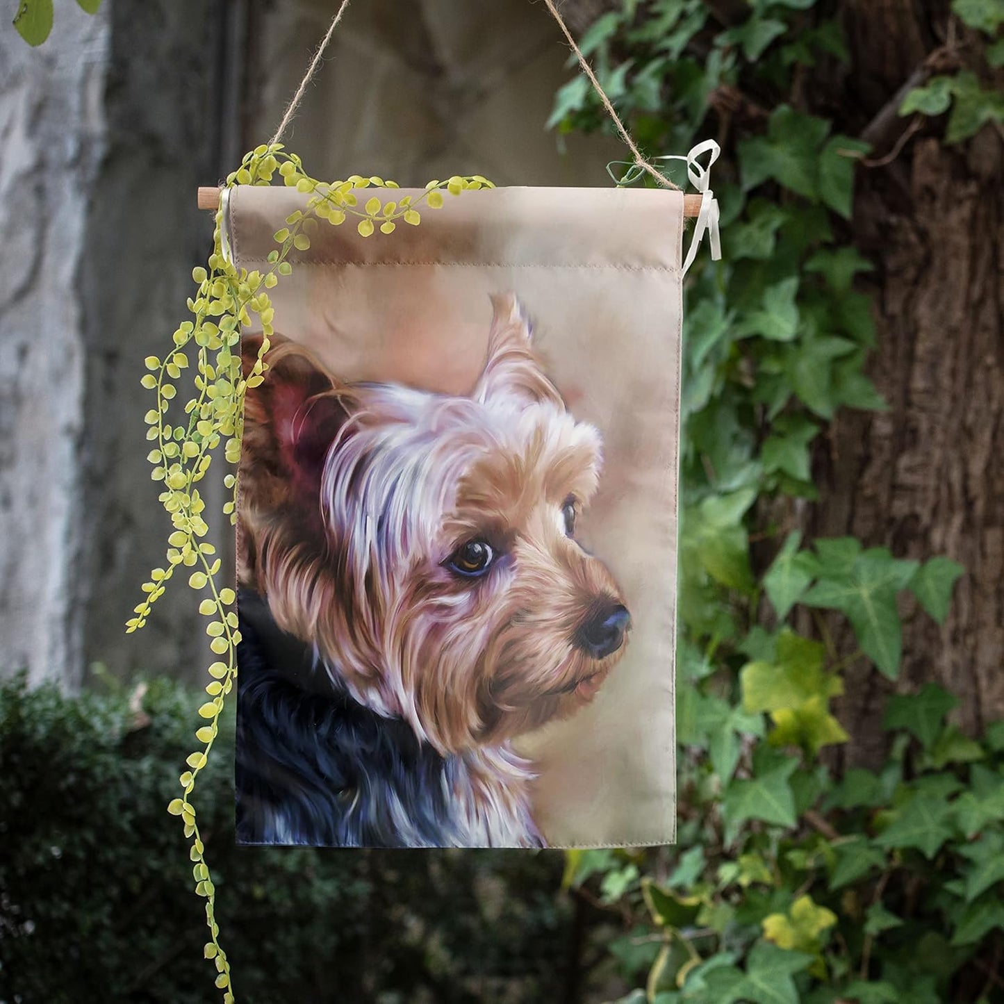 Yorkie Dog Garden Flag Welcome - Double Sided Small Yorkie Mom Banners and Flags 12 x 18 for Outdoor Seasonal