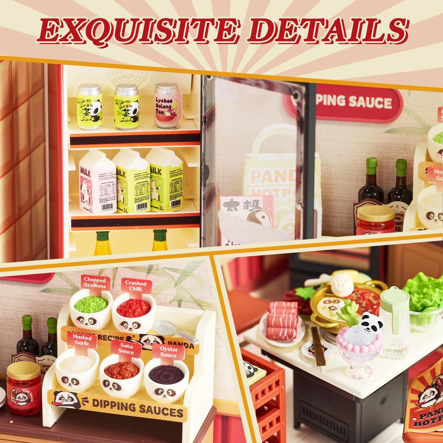 Rolife Super Creator House Building Playset Bundle- Hot Pot & Roof & Door