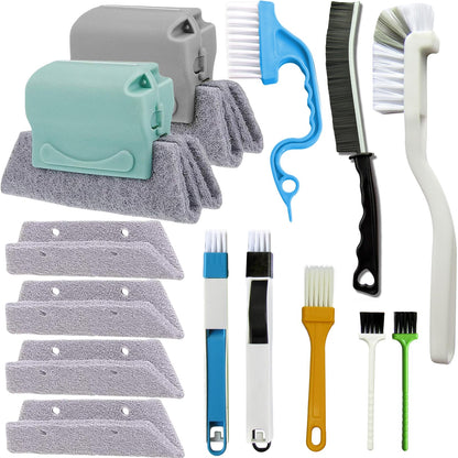 CRAFNEW 14Pcs Window Track Cleaning Tools, Deep Clean Groove Gap cleaning brush Kit for Window/Door Tracks, Sliding Doors, Tile Lines, AC Vents, Keyboards