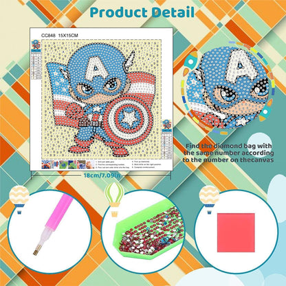 Sretoul 4 Pack Cartoon Diamond Art Kits for Kids-Cartoon Diamond Art Painting Kits for Girls, Crafts for Kids Ages 4-8 for Home Wall Decor Present 6X6 inch