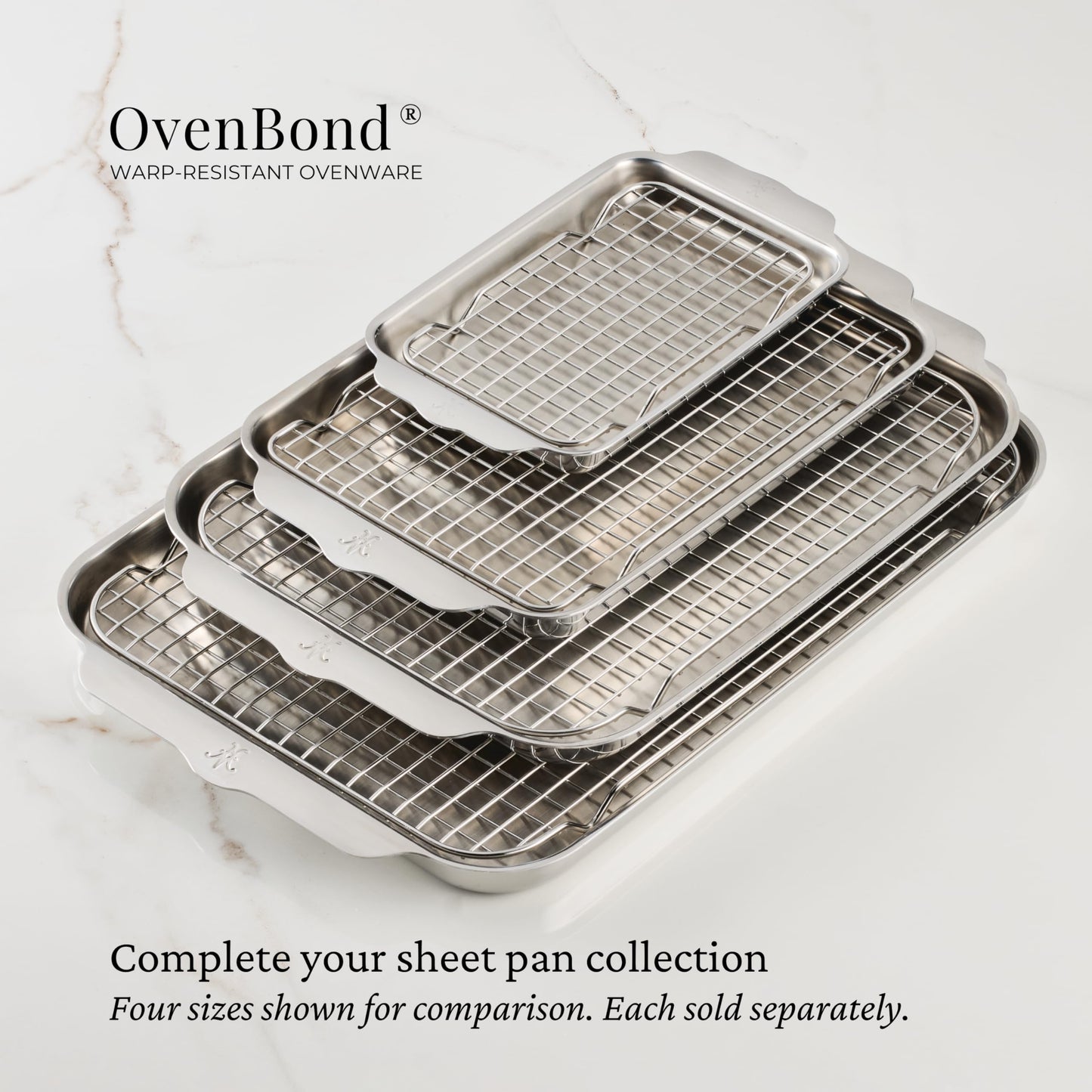 Hestan Provisions OvenBond – 9" x 12.5" Tri-ply Clad Stainless Steel Quarter Sheet Pan with Rack