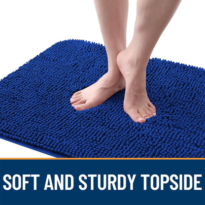 OLANLY Dog Door Mat - Absorbent Non-Slip Chenille Mat for Muddy Paws | 40x24 Royal Blue Indoor Carpet