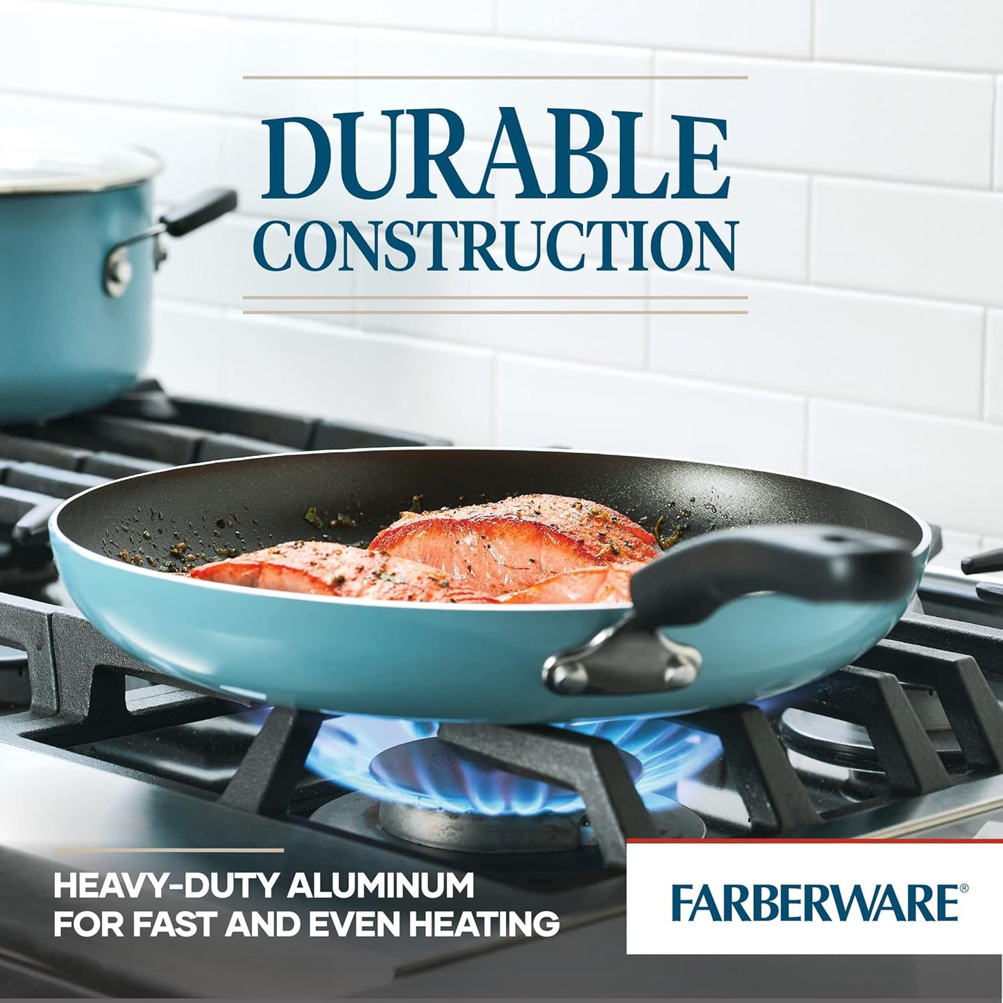 Farberware Cookstart DiamondMax Nonstick Frying Pan/Skillet, 12 Inch, Dishwasher Safe, Aqua